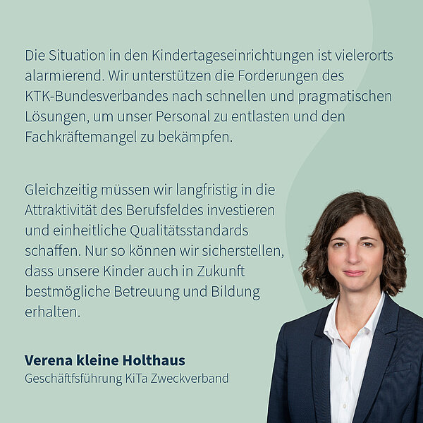 Zitat Verena kleine Holthaus: Sie unterstützt die Forderungen des KTK